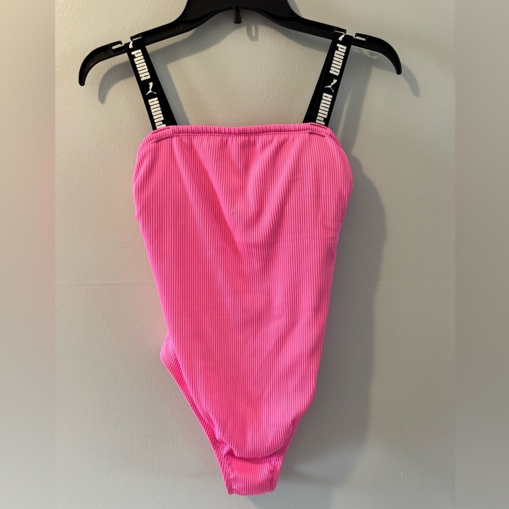 PUMA Neon Pink Ribbed One-Piece Swimsuit